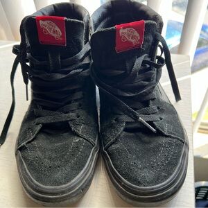 Vans Black High-Top Shoes with Red Tag